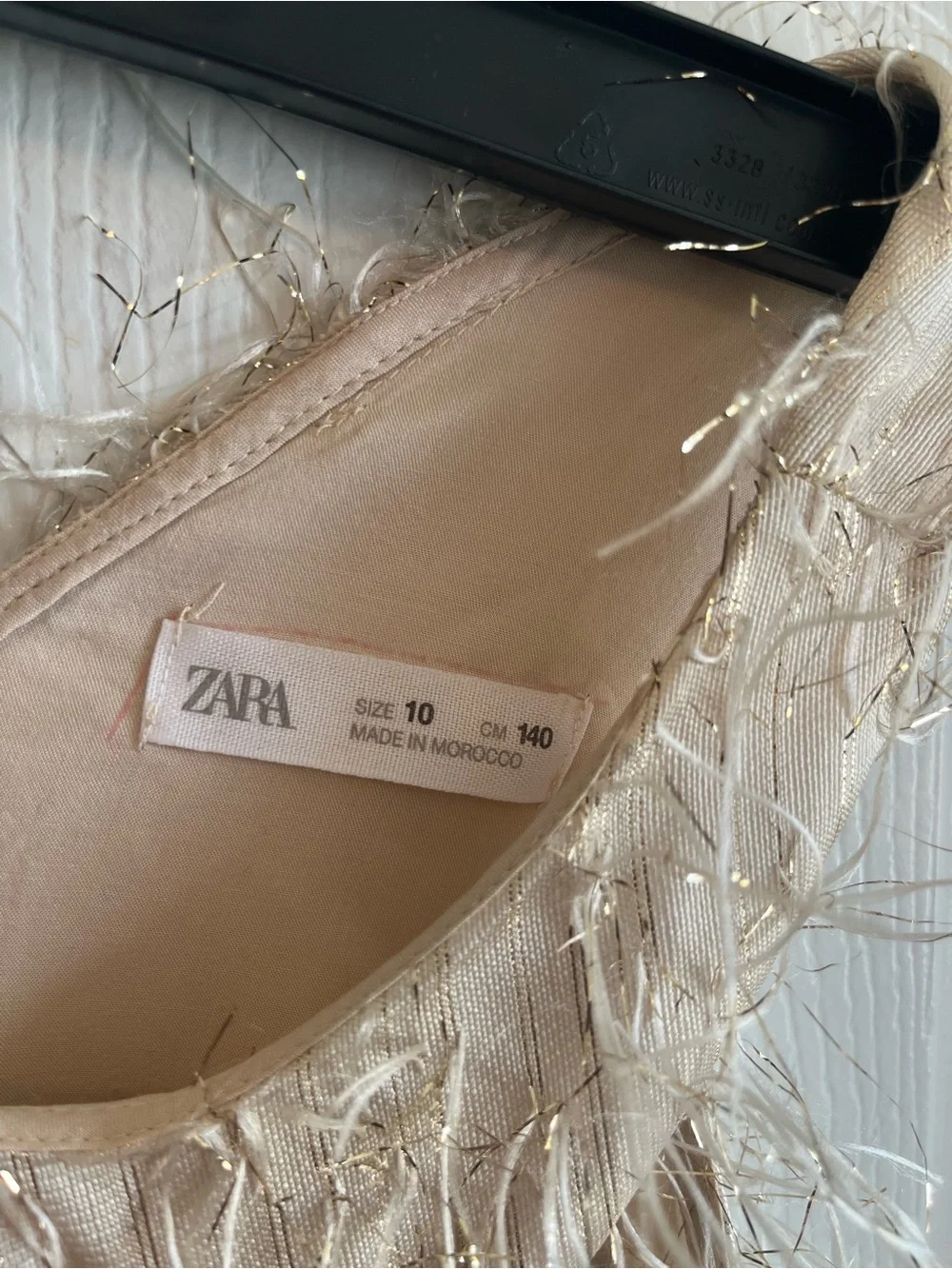 Zara Girls Feathered Cream Formal Dress